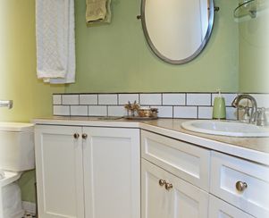 Bathroom with shower and steam room.